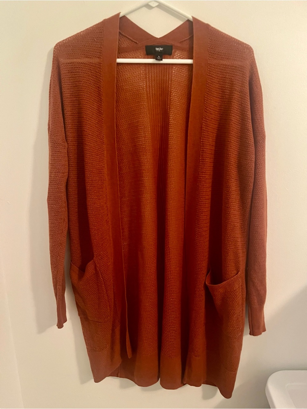 Mossimo Open-Front Rust Orange Knit Cardigan